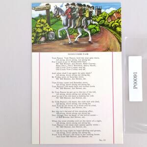 Vintage Widecombe Fair Poem Postcard Harvey Barton England Men on Horse Art